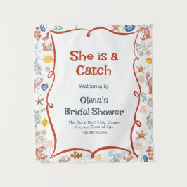 Tapiz Nautical Bridal Shower Welcome Backdrop Tapestry