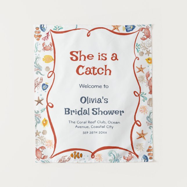 Tapiz Nautical Bridal Shower Welcome Backdrop Tapestry (Anverso)