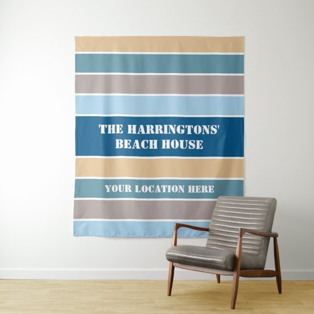 Tapiz Nautical Stripes custom text (In situ)