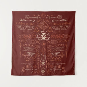 Tapiz Navajo Aztec: Patrón de Doodle Étnico.