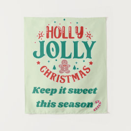 Tapiz Navidad Alegre y Feliz Hombre de Jengibre Dulce Re