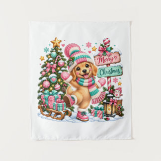 Tapiz Navidad con Retriever Dorado