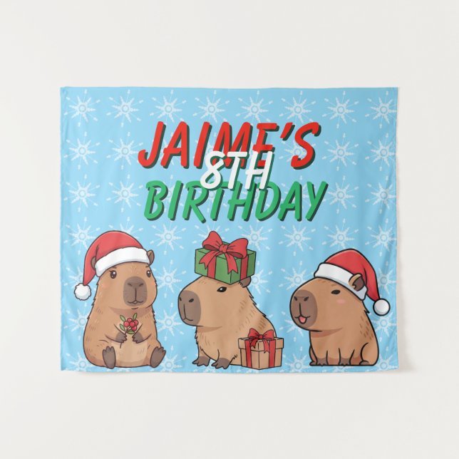 Tapiz Navidad Cumpleaños Capybara (Anverso (horizontal))