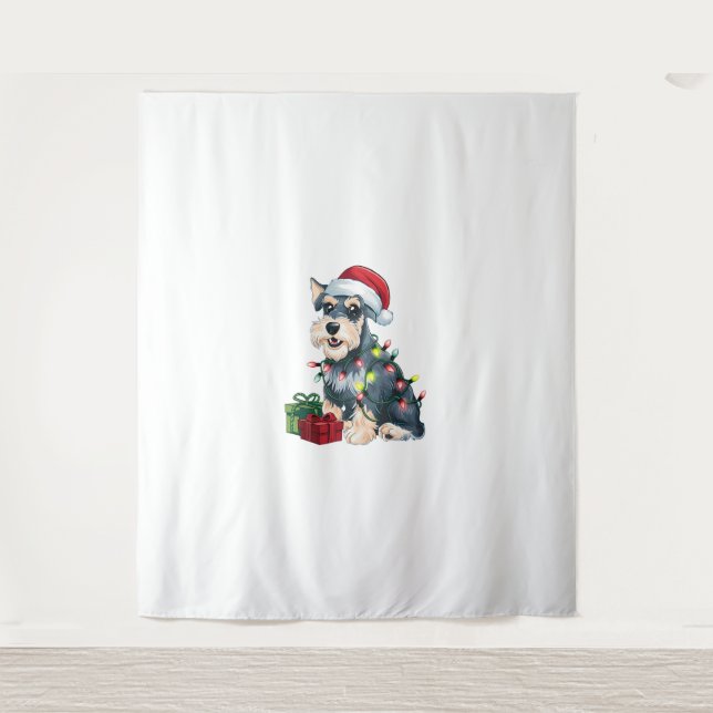 Tapiz Navidad de perro de Santa Standard iluminando Navi (Anverso)