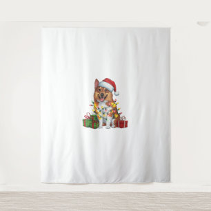 Tapiz Navidad del perro elkhound de Santa Noruega ilumin