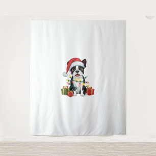 Tapiz Navidad en Santa Hat Boston Terrier Dog