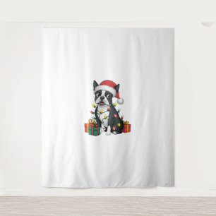 Tapiz Navidad en Santa Hat Boston Terrier Dog