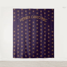 Tapiz Navidad | Festividad | Estrellas de oro | Fondo pú