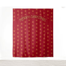 Navidad | Festivo | Estrellas Doradas | Fondo Rojo