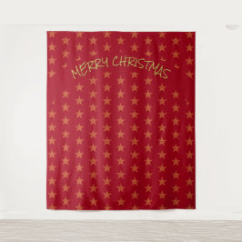 Tapiz Navidad | Festivo | Estrellas Doradas | Fondo Rojo