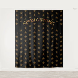 Tapiz Navidad | Fiesta | Estrellas Doradas | Fondo Negro