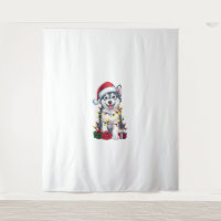 Navidad iluminando Santa Hat Perro Malamute Alaska