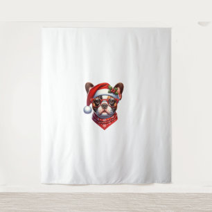 Tapiz Navidades Bulldog francés Santa Hat Frenchie Ugly