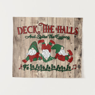 Tapiz Navidades Carol Eggnog Gnomes Deck The Halls