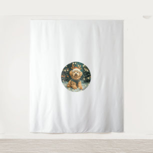 Tapiz Navidades Cavapoo Perro reno Santa Hat cúter Holi