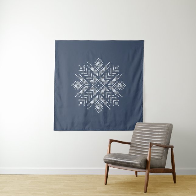 Tapiz Navidades cruzan el diseño de copos de nieve (In situ (horizontal))