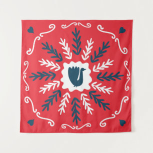 Tapiz Navidades de arte Folk Doodle Tile
