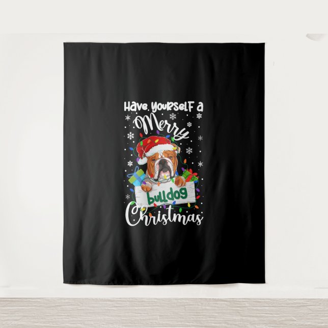 Tapiz Navidades de bulldog Bulldog Navidad regalos Bulld (Anverso)