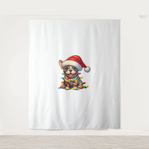 Tapiz Navidades de Bulldog de Francia iluminan el río Sa