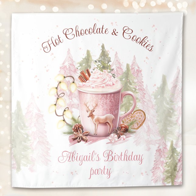 Tapiz Navidades de chocolate caliente y galletas fiesta  (Hot Chocolate & Cookies Christmas Birthday Party Tapestry)