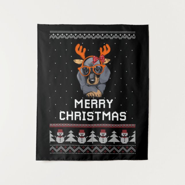 Tapiz Navidades de Dachshund (Anverso)
