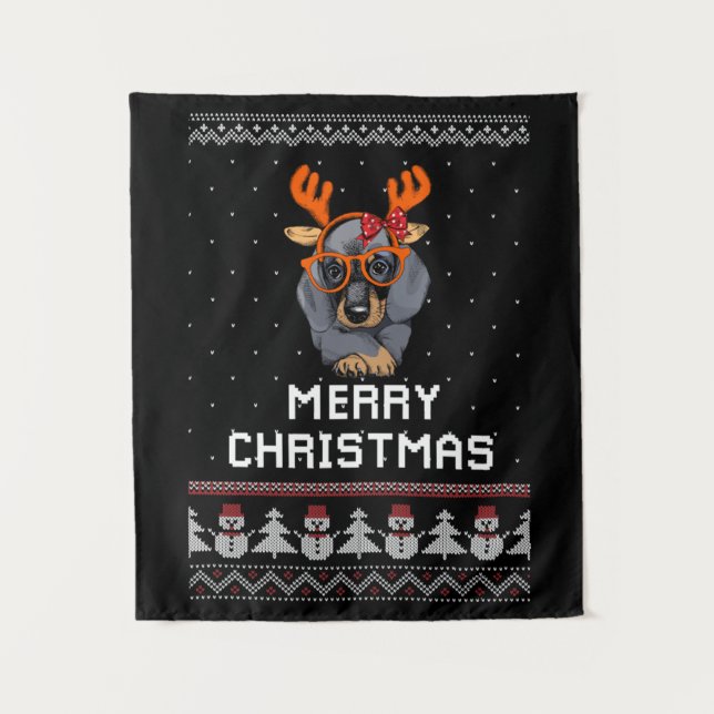 Tapiz Navidades de Dachshund (Anverso)