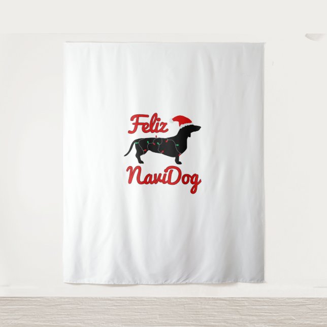 Tapiz Navidades de Feliz Navidog Dachshund (Anverso)