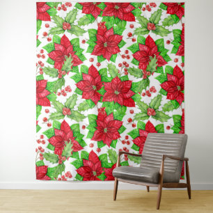 Tapiz Navidades de la poinsettia y de la coloración de l