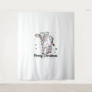 Tapiz Navidades de Mooey de vaca y árbol ligero divertid