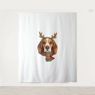 Tapiz Navidades de Perro Beagle renos Santa Hat Gracioso