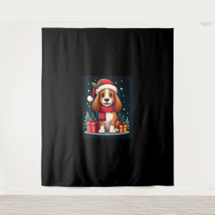 Tapiz Navidades de perro de Hound Basset Traje a Santa H