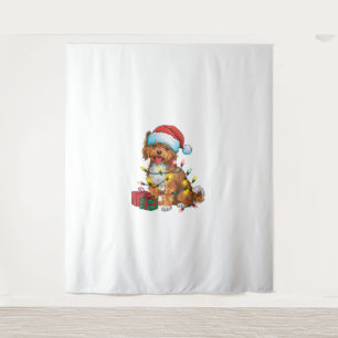 Tapiz Navidades de perro de Santa Hat Lowchen iluminan N