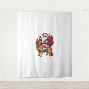 Tapiz Navidades de perro pastor alemán en Santa Riding