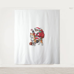 Tapiz Navidades de perros Akita Inu en Santa Riding