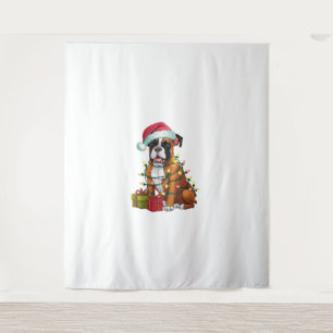 Tapiz Navidades de perros de la Bullboxer de Santa Hat i