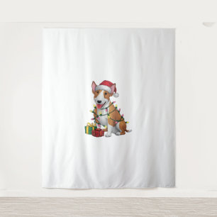 Tapiz Navidades de perros de Santa Hat Bull Terrier