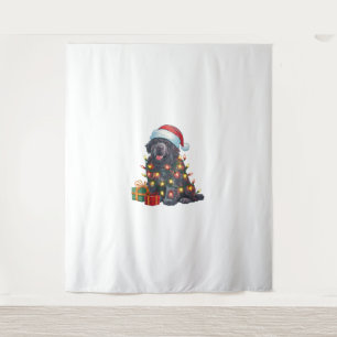 Tapiz Navidades de perros de Terranova iluminando Santa