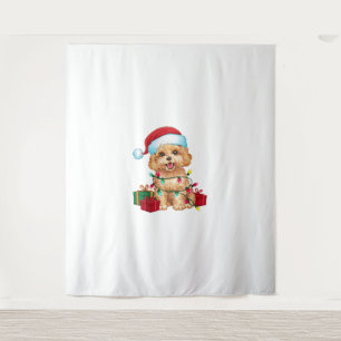 Tapiz Navidades de perros maltipoo de Santa Hat