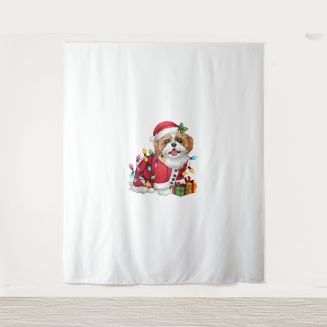 Tapiz Navidades de perros Santa Shih Tzu (Anverso)