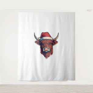 Tapiz Navidades de Santa Hat Scotland Cow