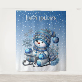 Tapiz Navidades de Snowman deslizantes de fondo de vacac