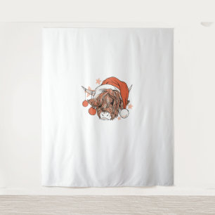 Tapiz Navidades de vacas cutáneas Santa Hat Funny Festiv