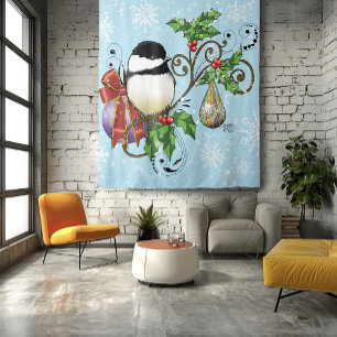 Tapiz Navidades de Winter Chickadee