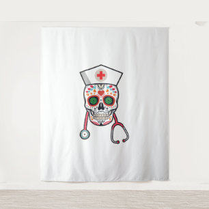 Tapiz Navidades divertidos Enfermera al reno Santa red p