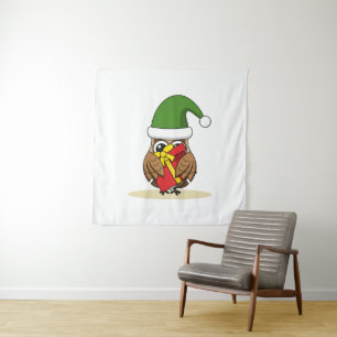 Tapiz Navidades Elf Owl con presente