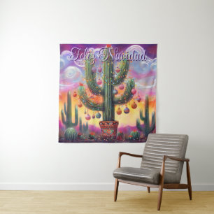 Tapiz Navidades en el desierto Saguaro Cactus al suroest