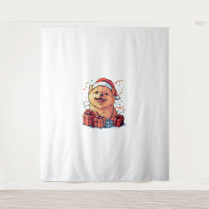 Tapiz Navidades graciosos de Santa Hat chow navideño