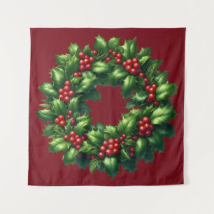 Tapiz Navidades Holly Wreath Tapestry