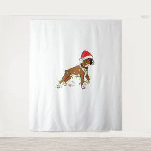 Tapiz Navidades iluminan obsequio de boxeo de perro de m