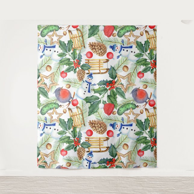 Tapiz Navidades navideños navideños Snowman, piñones, Ho (Anverso)